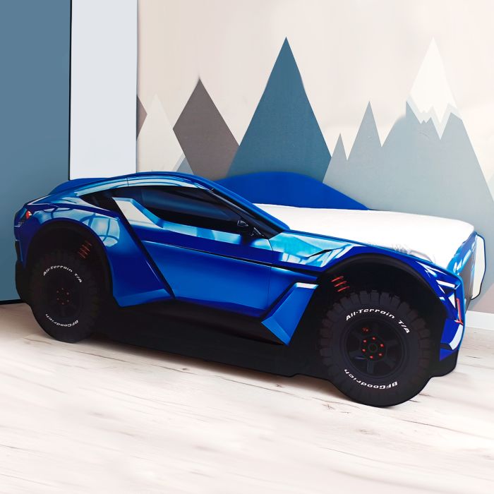 Кровать машина Allroad с матрасом Slim roll и мягкими бортиками