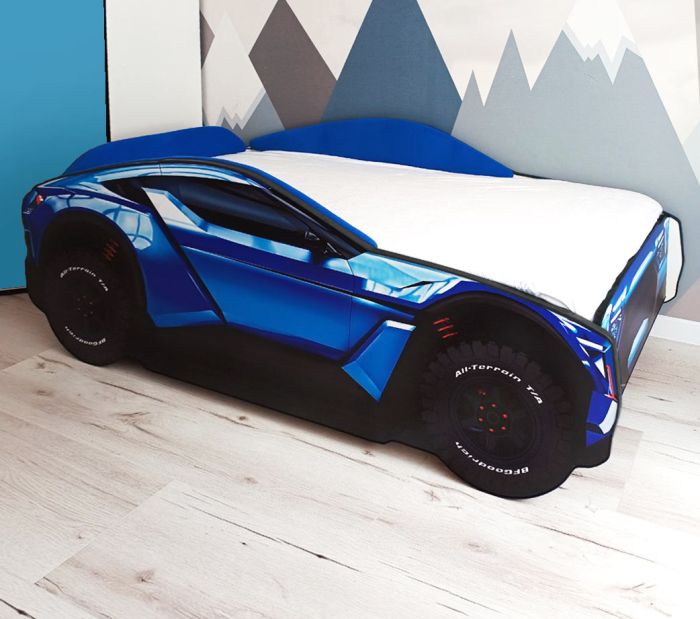 Кровать машина Allroad с матрасом Slim roll и мягкими бортиками