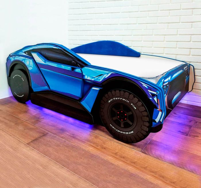 Кровать машина Allroad с матрасом Slim roll и мягкими бортиками