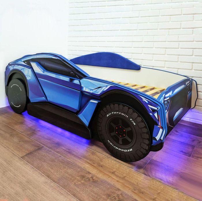 Кровать машина Allroad с матрасом Slim roll и мягкими бортиками