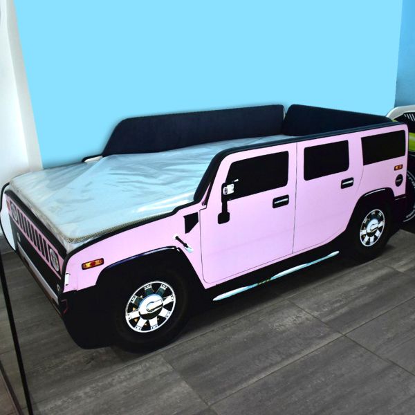 Ліжко-машина Джип Pink з матрацом Slіm Roll та м'якими бортиками