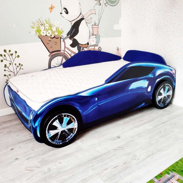 Ліжко машина Galaxy з матрацом та м'якими бортиками