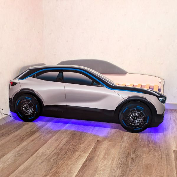 Ліжко машина Grey (з синьою смужкою)