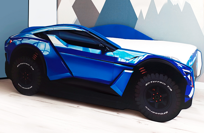 Кровать машина Allroad с матрасом Slim roll и мягкими бортиками